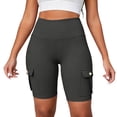thumbnail image 4 of UDAUDU Women Workout Biker Shorts with Cargo Pockets Butt Lifting High Waisted Tummy Control Short Leggings Workout Yoga Gym Pants Dark Gray M, 4 of 6