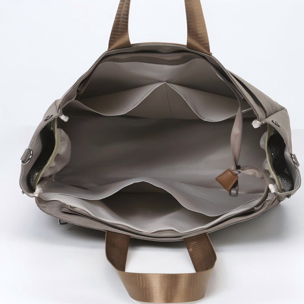 URSOFINE Stylish Tote for Mom Multifunctional Mommy Bag with 2 Insulated Bottle Pockets, Waterproof Diaper Bag with Changing Pad & Pouch for Daily Travel, Commute & Shopping,Brown