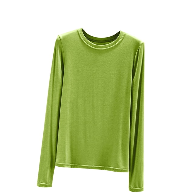 MeetoTime sous-Vêtements Confortables pour Femmes Automne/hiver Col Rond Manches Longues Ajusté Pull