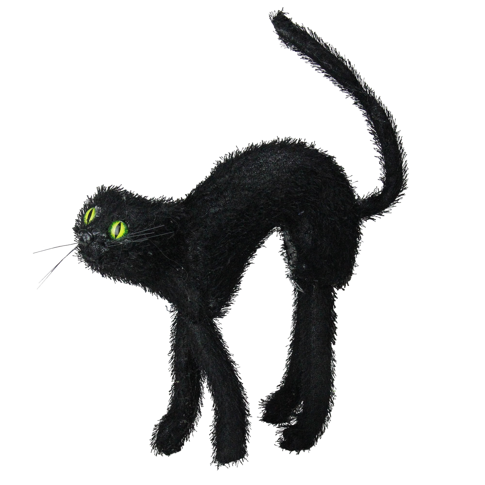15.5" Black Scary Cat with Lighted Eyes Halloween Decor