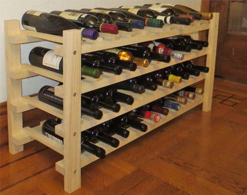 40 Bottle Capacity DisplayGifts Wine Rack Stackable Storage Stand Solid Wood Display Shelves 