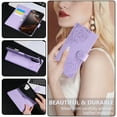 thumbnail image 4 of for iPhone 16 Pro Wallet Case with Credit Card Holder, Flower Pattern Flip PU Leather Stand Shockproof Protective Phone Cover for iPhone 16 Pro Magnetic Clasp Purse Case, Purple, 4 of 10