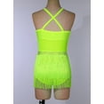 thumbnail image 4 of Mufeng Womens Tassel Shiny Leotard Dress Sleeveless Fringe Bodysuit Latin Tango Salsa Jazz dancewear Fluorescent Yellow L, 4 of 7