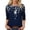 C-Navy288, variant on DHFJKG 3/4 Sleeve T Shirts For Women Crew Neck Floral Printed Loose Fit Spring Summer Top Bohemian Beach Vacation Clothes Versatile Tops
