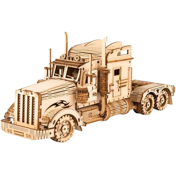 ZECATL Casse-Tête en Bois 3D pour Adultes-Trousses de Modèles de Voitures Mécaniques-Casse-Têtes Casse-Tête Cérébral-Trousses de Construction de Véhicules-Cadeau Unique pour Enfants -Camion Lourd (286 Pcs)