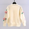 thumbnail image 6 of Knitted Cardigans for Women Floral Button Cardigan Cropped Lantern Long Sleeve Open Front Sweater Fall Knit Coat (White Free Size), 6 of 6