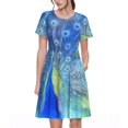 thumbnail image 1 of Vsdgher Paon pour Femmes Été 2025 Robes Midi Maxi Décontractées Légères Manches Courtes Col Rond Robe de Plage, 1 of 6