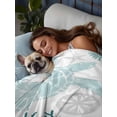 thumbnail image 3 of Teal Green Coastal Turtle California King Size Flat Sheet, Wrinkleproof & Fadeproof Cooling Flat Bed Sheet Only, Ocean Coral Nautical Breathable Soft Bedding Top Sheets 108 x 98 Inches, 3 of 8