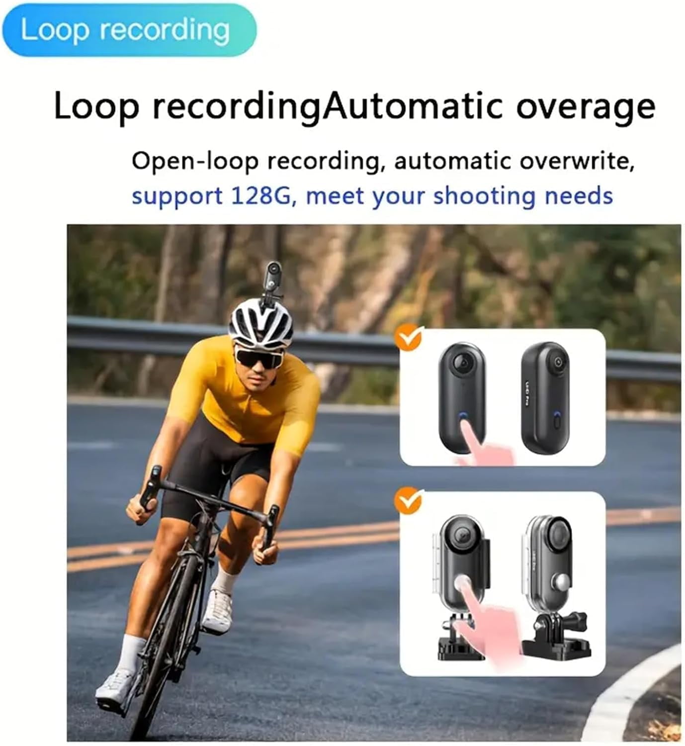 Treklon POV Camera, Stallion Frames Body Camera, Stallionframes 4K Thumb Action Cameras, Mini Handsfree Bodycam with Audio and Video Recording wearable for Cycling, Diving, Ski (4K-Black High)