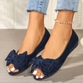 thumbnail image 6 of Gpaecead Women's Bow Flat Shoes Open Toe Faux Suede Soft Sole Elegant Versatile Comfort Slip On Shoes For Work, Navy, 6 of 8