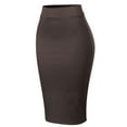 thumbnail image 3 of MixMatchy Women's Waist Band Midi Stretchy Ponte Basic Knee Pencil Skirt, 3 of 3