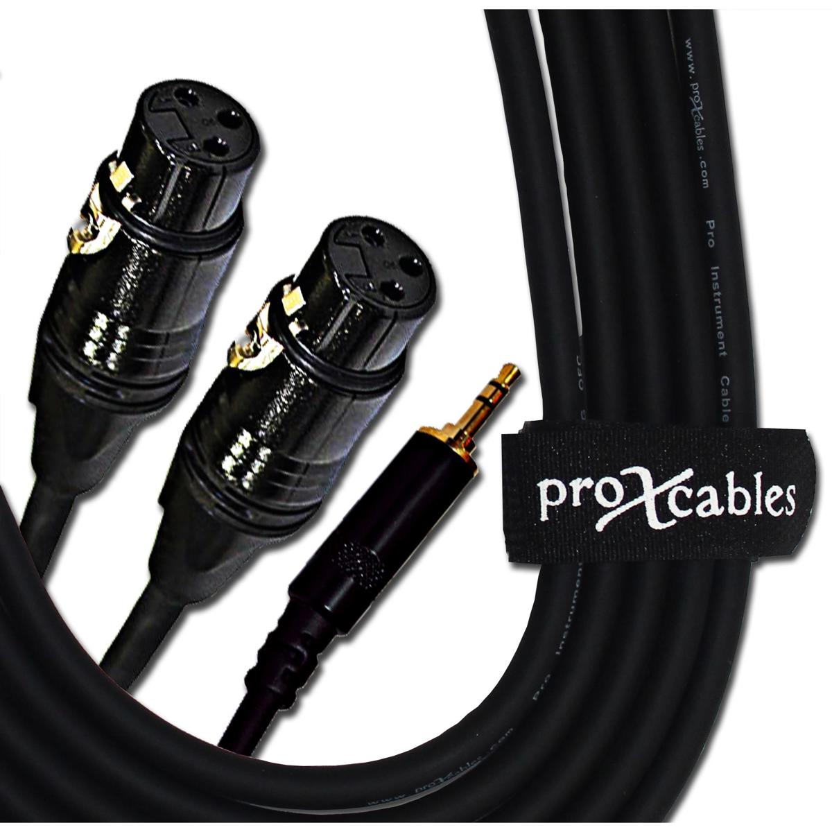 ProX XC-CMXF5 5' 1/8" (3.5mm) Mini TRS-M to Dual XLR-F High Performance Audio Y Cable