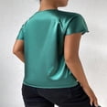 thumbnail image 6 of LYMAYTER Women ‌Silk Satin T-Shirt Twist Front Knot Loose Breathable Lightweight Fashion for Tees Top S-XL, 6 of 9