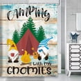 thumbnail image 2 of Camper RV Shower Curtains for Bathroom, Farmhouse Camping Gnome Fabric Shower Curtain Accessories for Travel Trailers, Rustic Wooden Stall Happy Camp Decorations Bathroom Set Decor Hooks, (48X70), 2 of 5