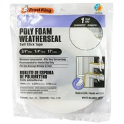 Frost King L342 3/4 Inch Wide By 1/4 Inch Thick White Poly Foam With Self Stick Tape