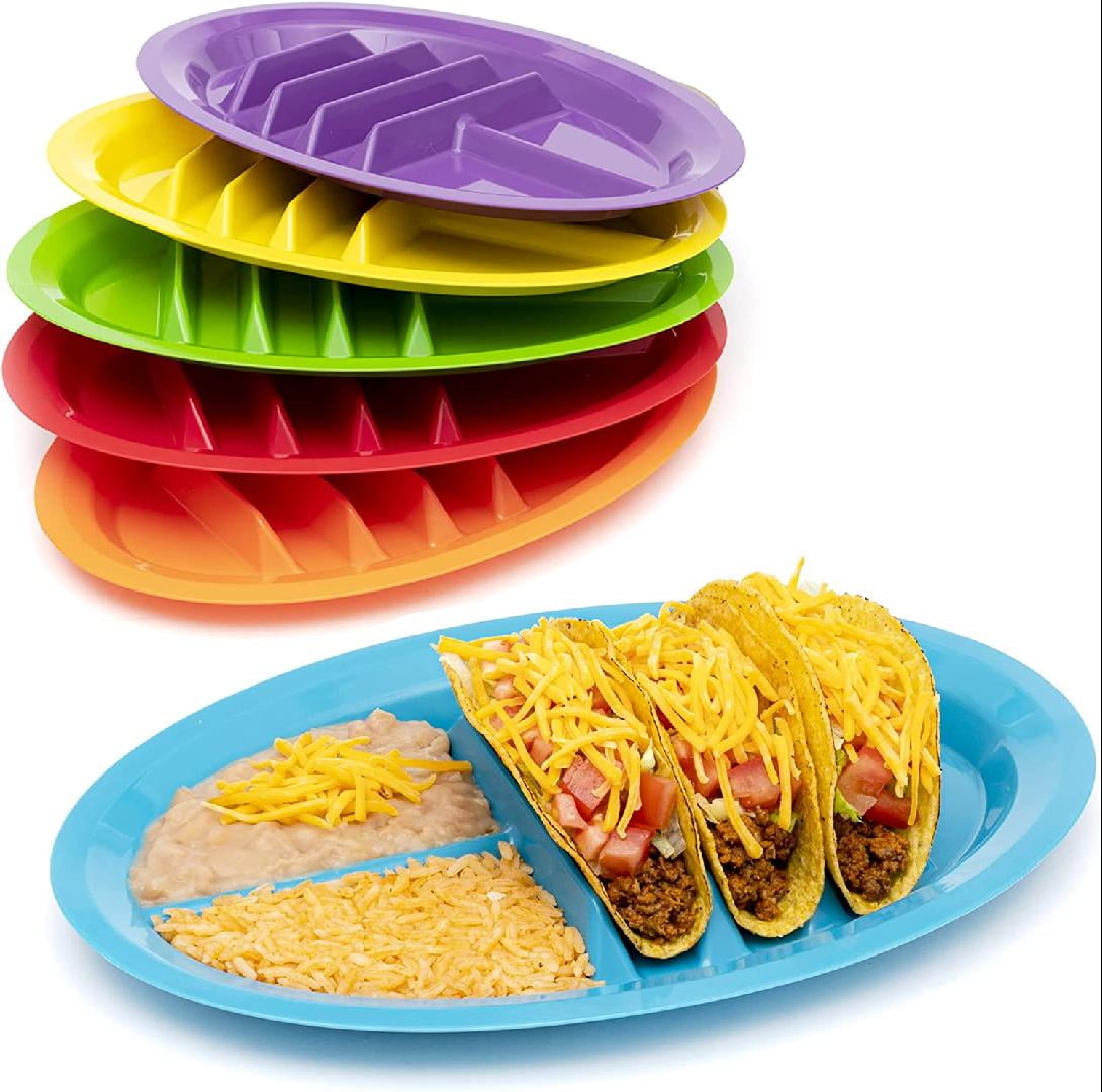 Fiesta Taco Serving Plates, Serving Trays with Stand Up Taco Holder