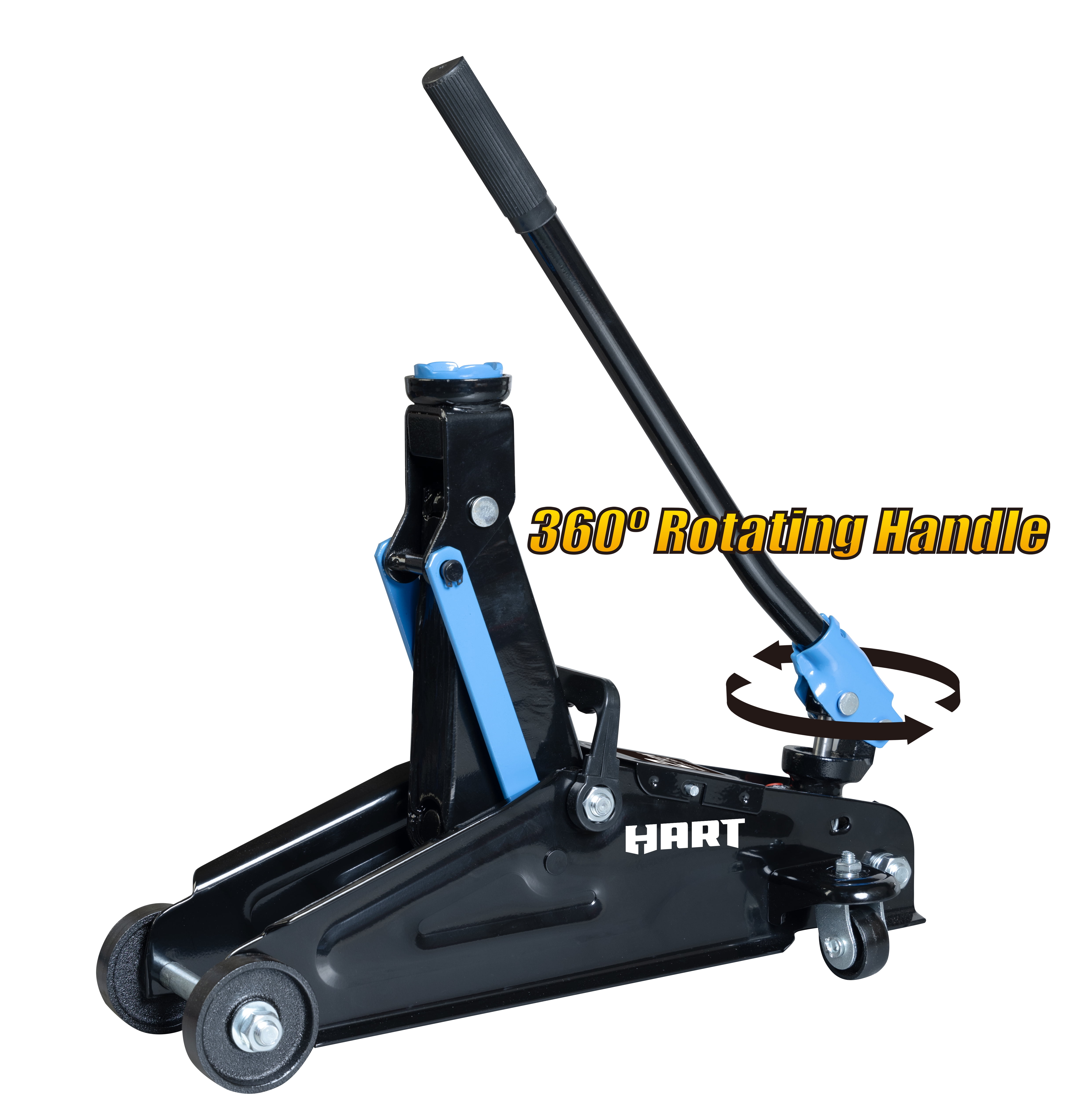 Hart T820050R Lifting Trolley Jack with 360 Degree Swivel Handle, 2 Ton Black