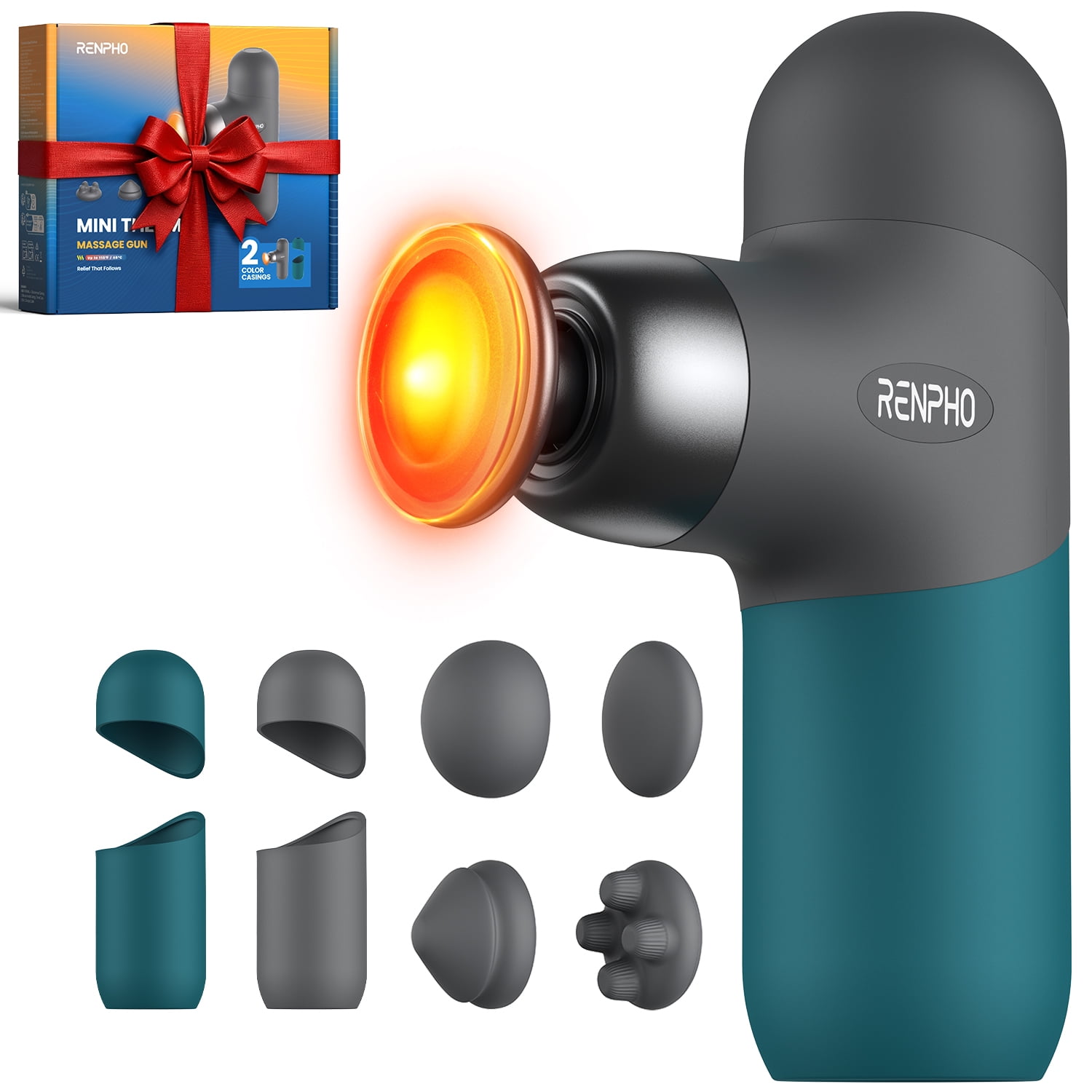 RENPHO Mini Massage Gun with Heat, Neck and Back Massager for Pain Relief Deep Tissue, FSA HSA Eligible, Mothers Day Gift for Women Mom