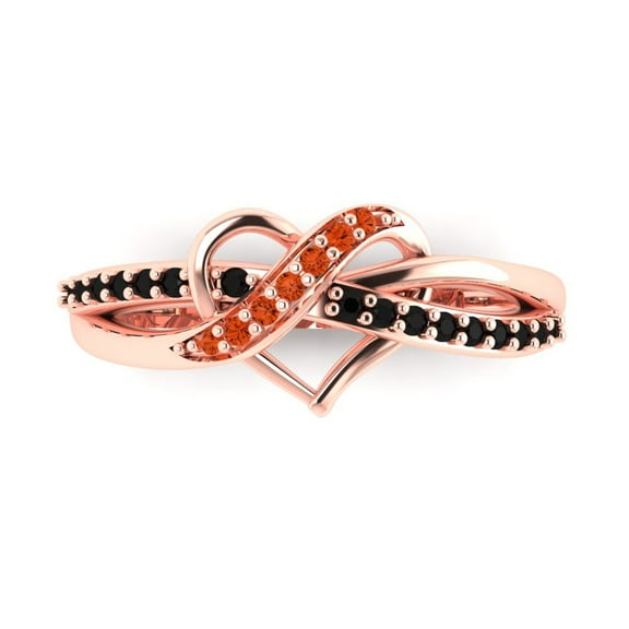 Solitaire with Accents Engagement Ring for Women - 0.22ct Simulated Red Diamond in 18K Rose Gold Promise Ring