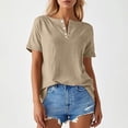 thumbnail image 3 of Womens Tees Short Sleeve Crewneck Oversized T Shirts Casual Loose Fit Lightweight Summer Tops Everyday Outfit, 3 of 5