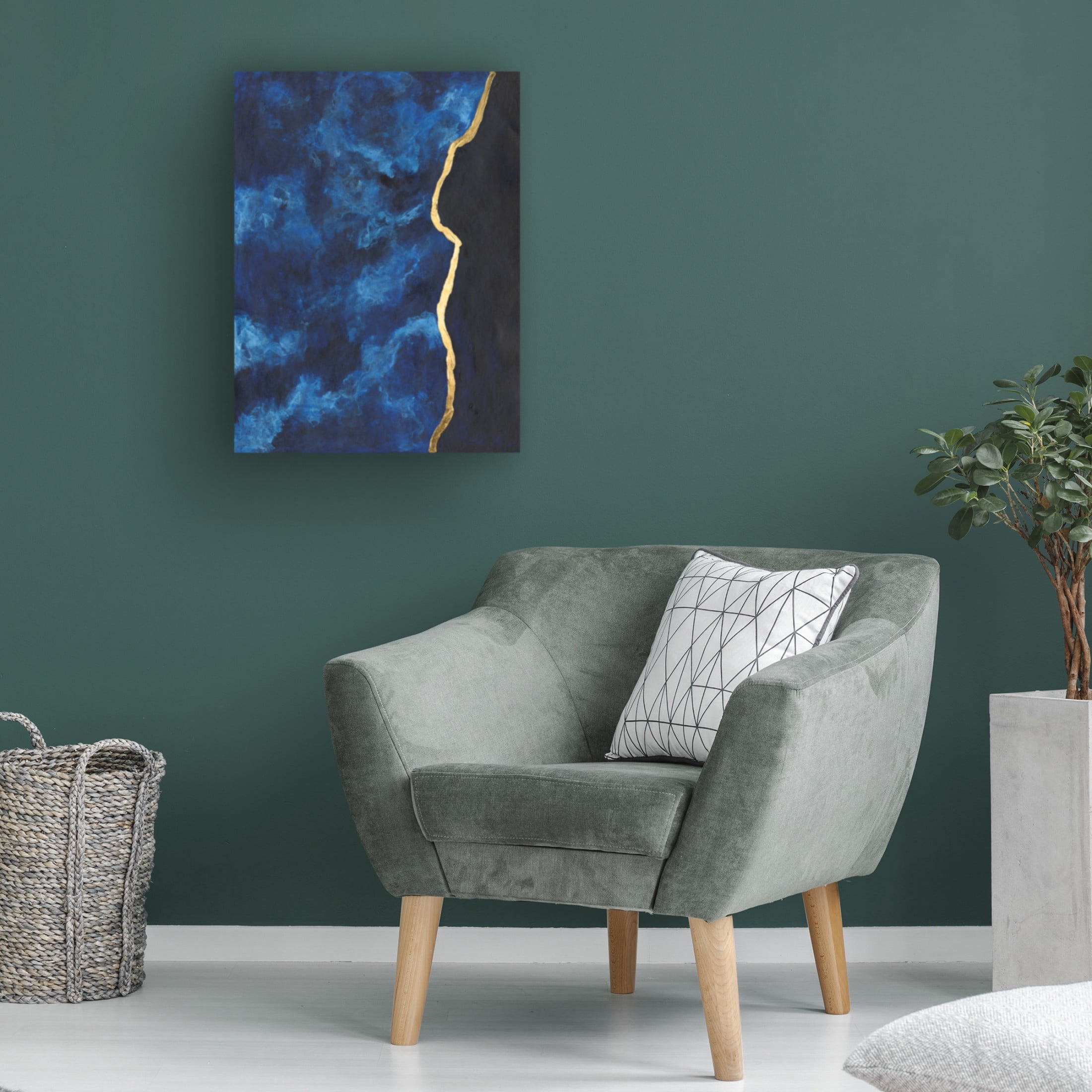 Canvas Wall Art - Michael Willett 'Gilt Indigo I' Wall Art for Living Room, Bedroom, or Office Décor by Trademark Fine Art - 35 x 47 Inches