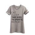 thumbnail image 1 of Thread Tank Eat Sleep Take Kids To Sports Repeat Women's Fashion Relaxed Crewneck T-Shirt Tee Heather Tan X-Large, 1 of 1