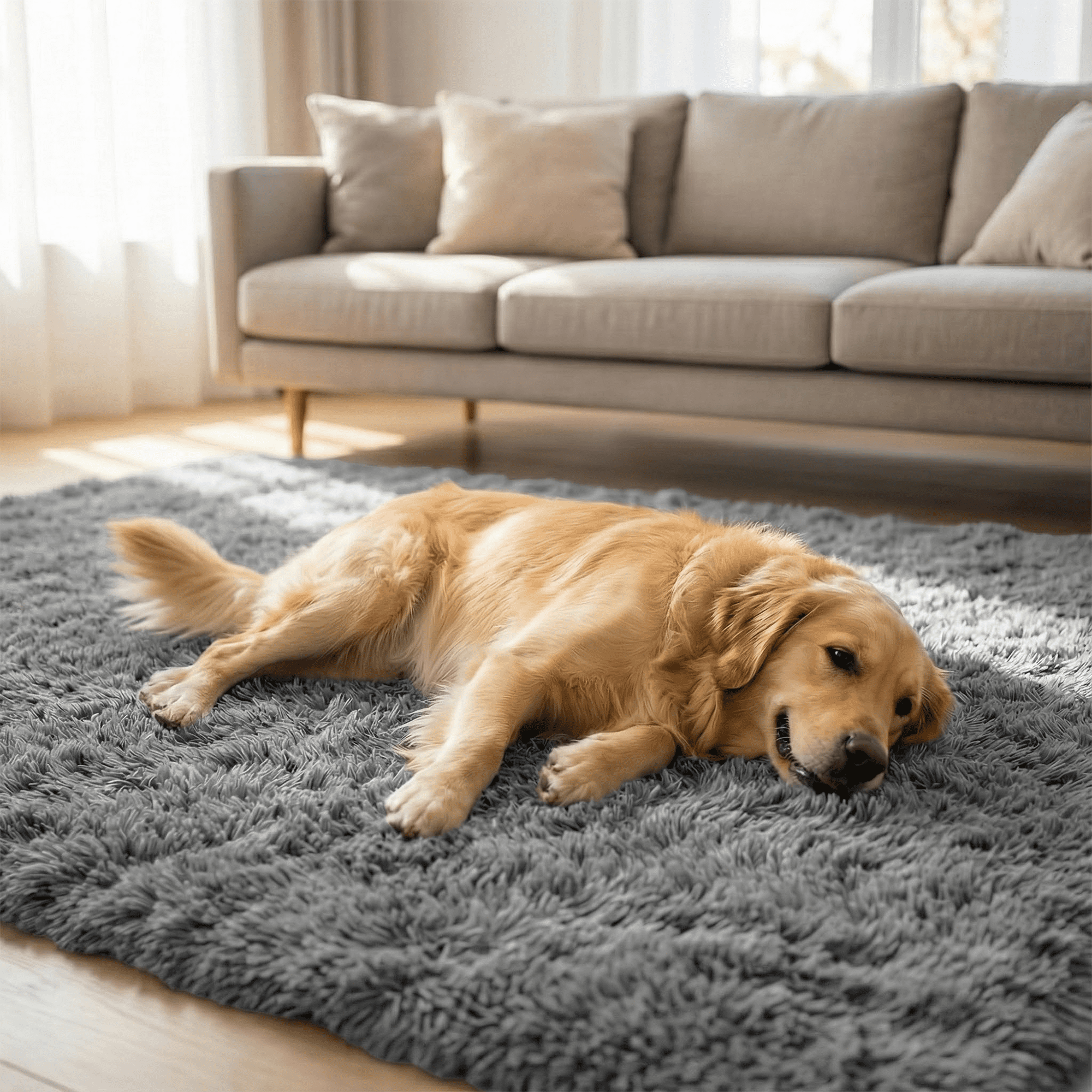 Rugs for Living Room, 3'x5' Soft Fluffy Area Rug for Bedroom, Plush Decorative Rug with Anti-Skid Backing, Indoor Home Carpet for Living Room, Grey