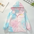 thumbnail image 5 of Little Girls Gradient Color Rain Jackets Lightweight Windproof Hoodie Jacket Kids Waterproof Windbreaker 4-14 Years, 5 of 7
