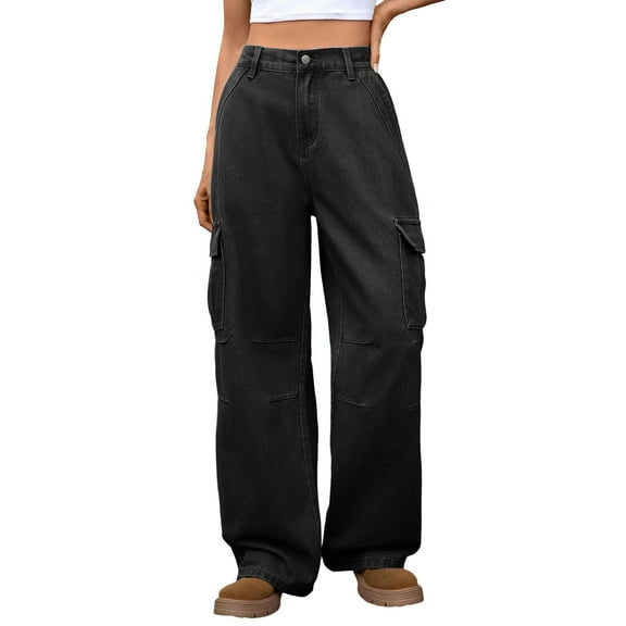 SRZYMJ Bootcut Jeans Women's Women's Bootcut Jeans High Waist Loose Fit Stretch Denim Pants For Everyday Casual