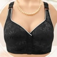 thumbnail image 2 of Htigea Plus Size Lace Bras for Women Front Closure Snap Wireless Bra Comfy Full Coverage Nursing Bra Underwear Black 50, 2 of 6