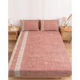 thumbnail image 2 of Twin XL Size Fitted Sheet Set - Peach Pink Texture 2 Piece Bedding Sets 16" Deep Pocket Fitted Sheet with 1 Pillowcases, Country Farmhouse Burlap Stripes Brushed Microfiber Hotel Luxury Bed Sheets, 2 of 9