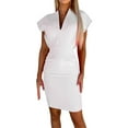 thumbnail image 4 of asddcavvf Robes pour Femmes Nouvelle Robe d'Été Ajustée Col en V Solide, 4 of 7