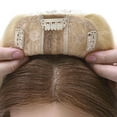 thumbnail image 5 of MY-LADY Clip in Hair Topper 100% Remy Human Extensions Women Toupee Silk Base Hairpiece with Bangs for Loss Hair #613 Bleach Blonde 12", 5 of 9