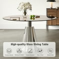 thumbnail image 4 of Katboc Modern Dining Table and 4Pcs Chairs Set, 35in Black Glass Top, Silver Flared Base & Faux Leather Seats, Compact for Small Kitchen, Living Room, Dining Area, Yellow, 4 of 7
