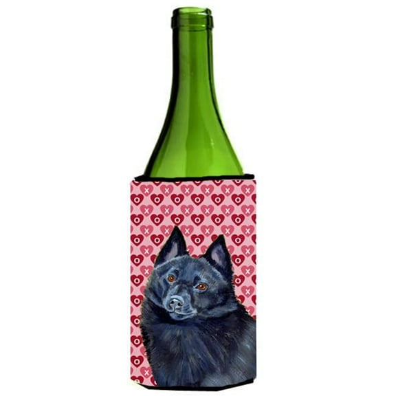 Schipperke Hearts Love And Valentines Day Portrait Wine bottle sleeve Hugger - 24 oz.