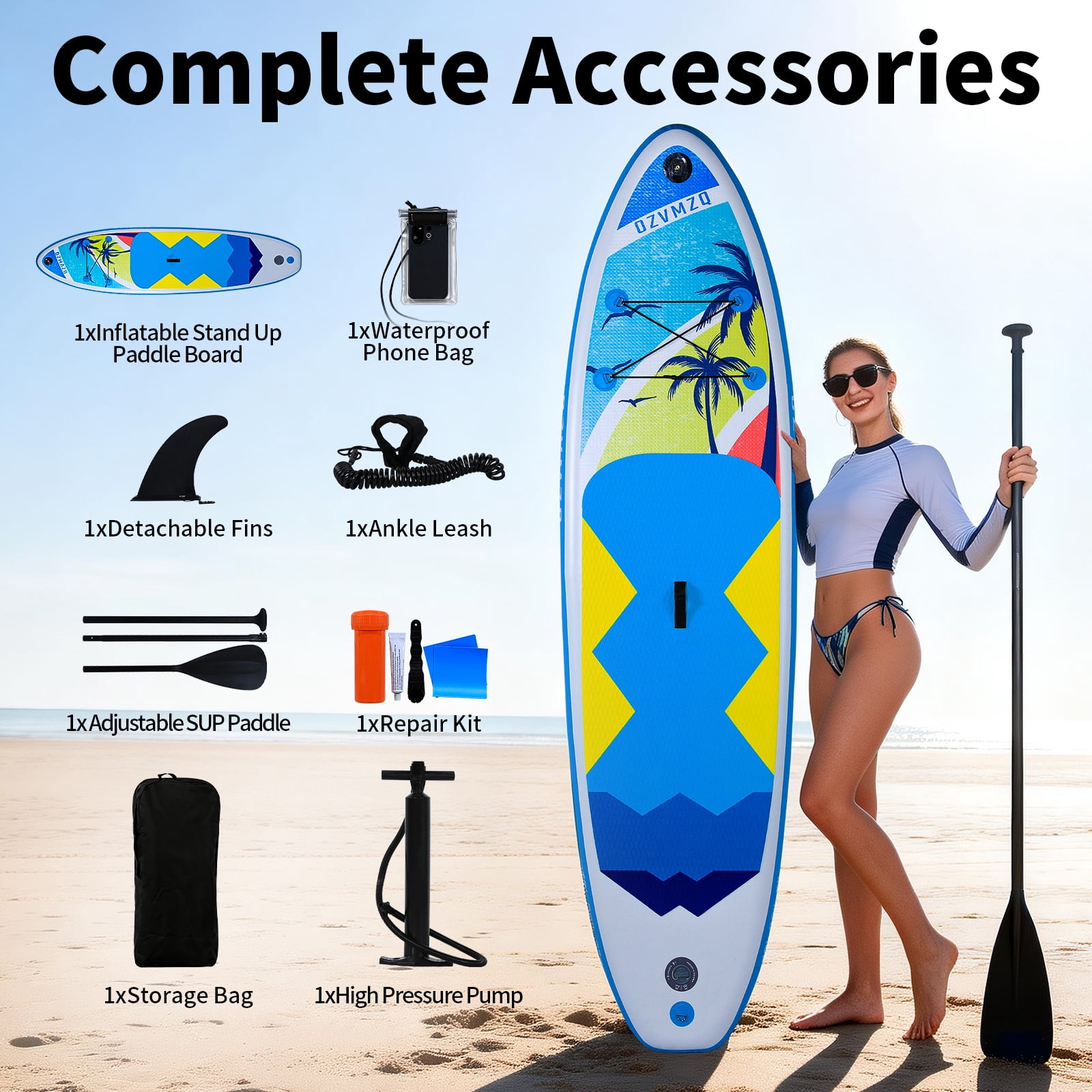 Inflatable Stand Up Paddle Board 10’Sizes Complete SUP Kit Ultra-Stable Non-Slip Comfort Deck Design for All Skill Levels on Lakes & Ocean