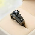 thumbnail image 4 of Black Princess /Love Heart Cz Bands Women's Black Gold Filled Ring Set Size 6-10, 4 of 5