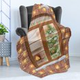 thumbnail image 4 of Christmas Soft Flannel Fleece Blanket, View Through a Window on the Interior of a Christmas Living Room and a Fireplace, Cozy Plush for Indoor and Outdoor Use, 70" x 90", Multicolor, by Ambesonne, 4 of 5