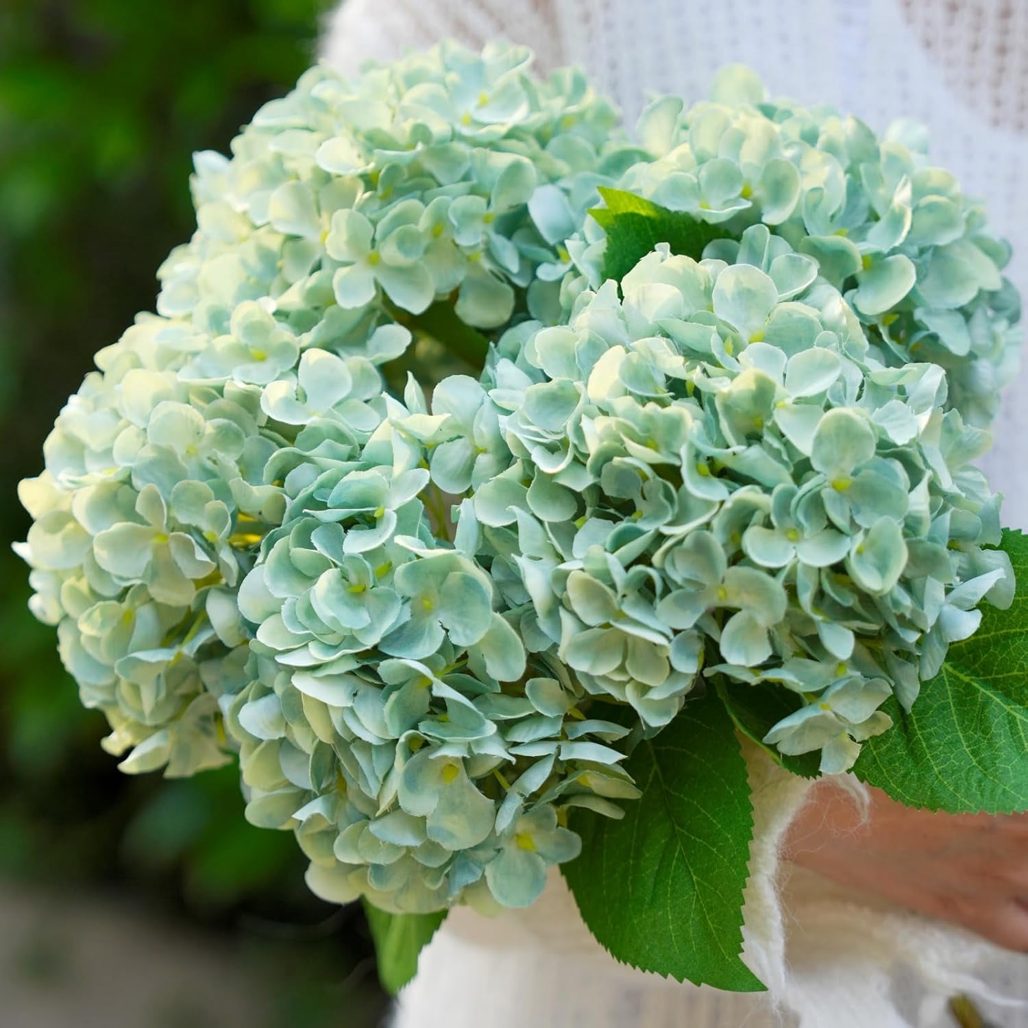 5pcs 18.5 Inch Realistic Hydrangea Artificial Flowers Faux Fake Silk Hydrangea Flowers with Stems for Bouquet Wedding Home Party Outdoor Centerpieces Decoration (Purple)