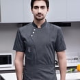 thumbnail image 5 of Chef Jacket, Short Sleeve Classic Soft Cotton Breathable Chef Coat for Caterers Counter Servers , Gray XL, 5 of 8