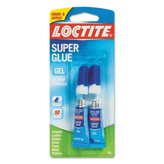 Super Glue Gel Tubes, 0.07 Oz, Dries Clear, 2/pack | Bundle of 2 Packs