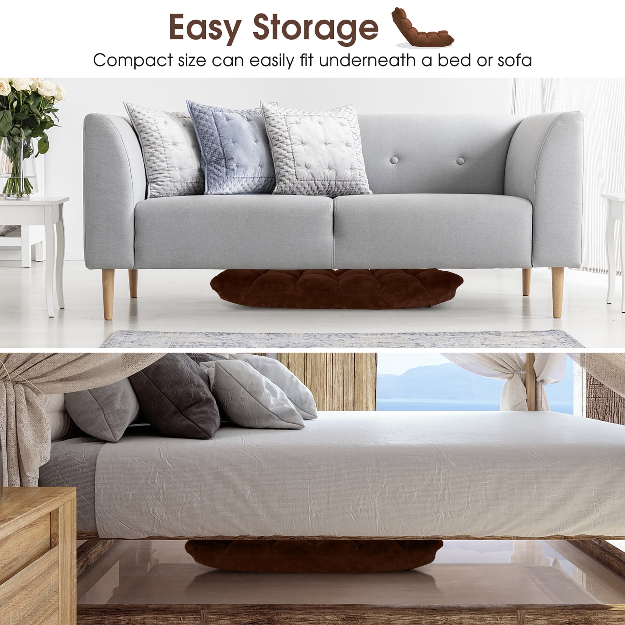 Costway Adjustable 14-Position Lazy Sofas & Couches Cushioned-Coffee
