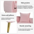 thumbnail image 5 of AngLink 77.5" Velvet Upholstered Sofa Couch with 2 Armrest Pockets, Modern 3-Seat Sofa Couch with 2 Pillows and Golden Metal Legs for Living Room, Apartment, Home Office (Pink), 5 of 8