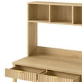 thumbnail image 3 of Dextrus 55" Computer Desk with LED Light & Hutch, Home Office Desk Executive Desk with Drawers, Oak, 3 of 10