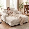 thumbnail image 2 of HOMCOM Chaise Longue de 60 Pouces pour l'Intérieur, Grand Canapé-Lit Rembourré, Beige, 2 of 10