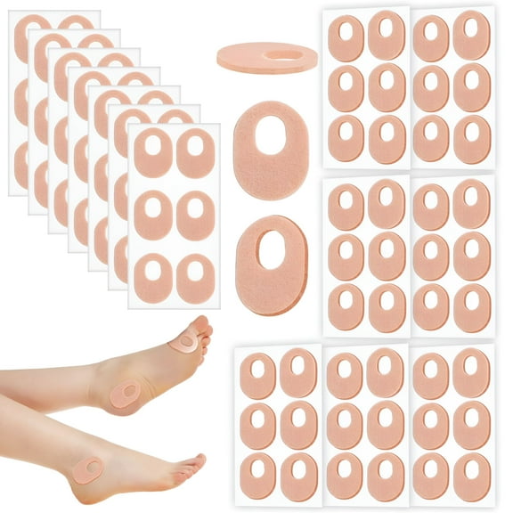 QARUN 42 Pcs Callus Pads Soft Felt Callus Oval Shape Cushion Pads for Bottom of Foot Self Adhesive Foot Callus Cushions,Corn Pads for Feet for Men and Women Pain Lessen Foot Care,Beige