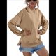 thumbnail image 3 of Sudadera de Larga para Mujer, Holgada, para Hacer Ejercicio, para Salir, Informal, con Capucha Caqui L, 3 of 10