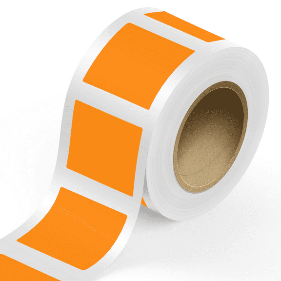 JAM Paper Standard Label Rolls, Square, 4 x 4, Neon Orange, 125 Labels/Roll