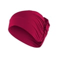 thumbnail image 1 of Women Solid Beading Hat Muslim Ruffle Cancer Chemo Hat Wrap Cap, 1 of 3