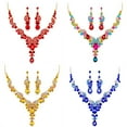 thumbnail image 3 of Xinyolin Women Jewelry Set, Elegant Rhinestone Teardrop Pendant Wedding Necklace Earrings, 3 of 7